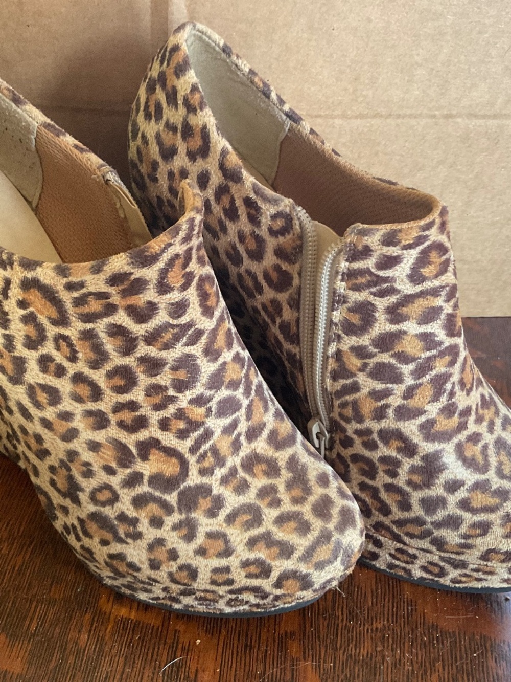 Cheetah print high heel booties